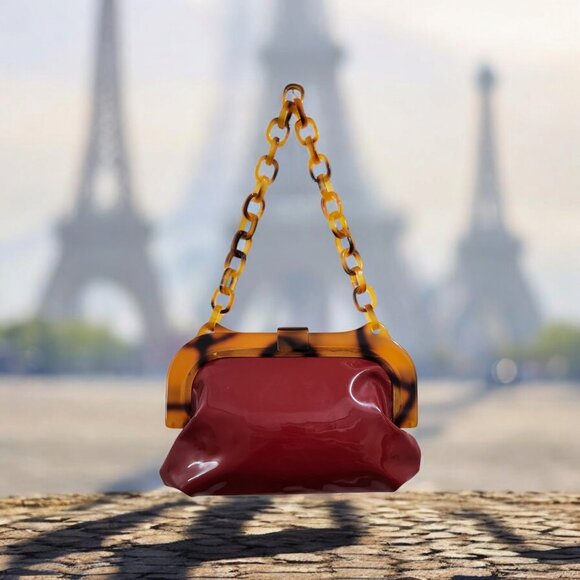 FREE PEOPLE RED PATENT LEATHER BAG - Picture 12 of 12